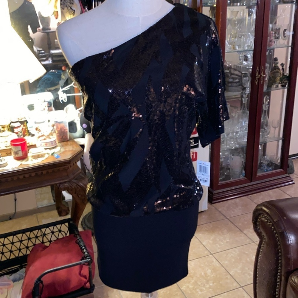 B. Darlin - NWT Black Sequence Dress - Juniors, One Shoulder, Size 1/2